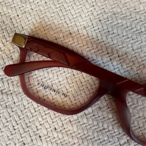 Burberry dark cherry red Matte plaid print rectangular prescription frames - Picture 8 of 10